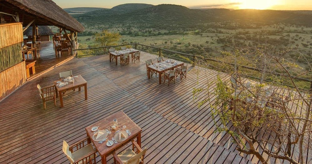 Lodge deck looking out over the Serengeti
